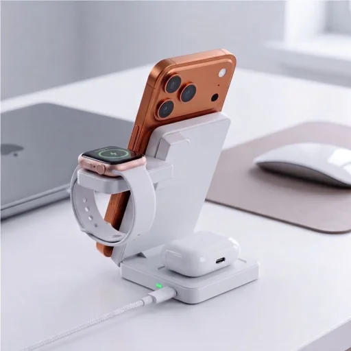 Tech-Protect A56 3 v 1 magnetická MagSafe bezdrôtová nabíjačka 25 W Qi2.2 biela - 7