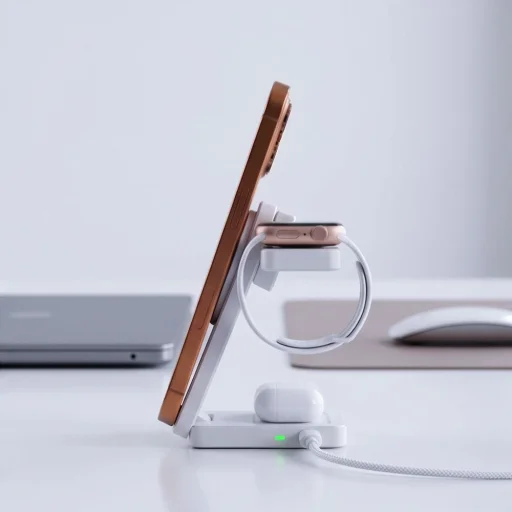 Tech-Protect A56 3 v 1 magnetická MagSafe bezdrôtová nabíjačka 25 W Qi2.2 biela - 8