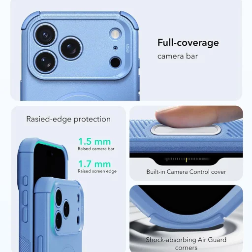 Svetlomodré puzdro ESR Cyber HaloLock pre iPhone 18 Pro / iPhone 17 Pro - 4