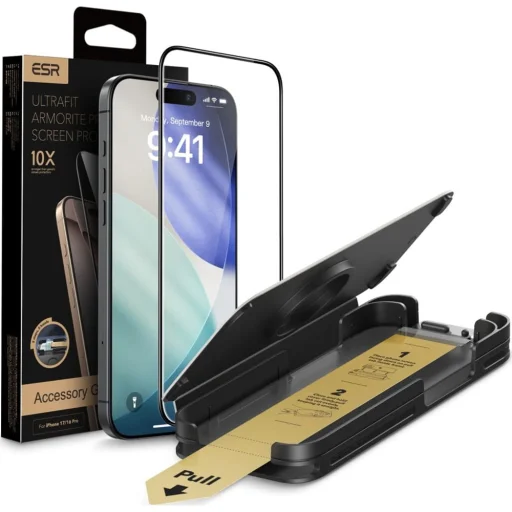 iPhone 18 Pro / iPhone 17 Pro čierne ESR UltraFit Armorite Pro ochranné tvrdené sklo - 1