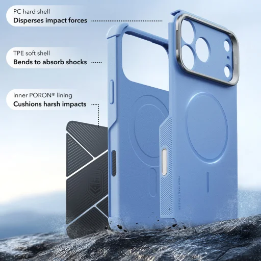 iPhone 18 Pro / iPhone 17 Pro svetlomodré puzdro ESR Cyber Armor Kickstand - 4