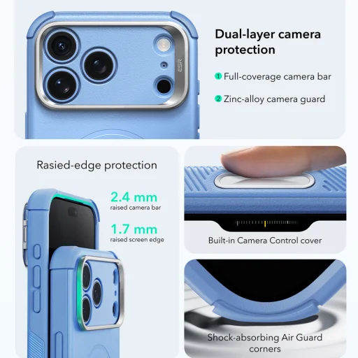 iPhone 18 Pro / iPhone 17 Pro svetlomodré puzdro ESR Cyber Armor Kickstand - 7