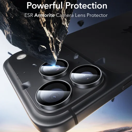 iPhone 18 Pro / iPhone 18 Pro Max čierne ochranné sklo na objektív ESR Armorite, 2 ks - 5