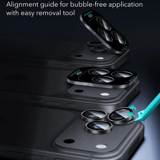 iPhone 18 Pro / iPhone 18 Pro Max čierne ochranné sklo na objektív ESR Armorite, 2 ks - 7