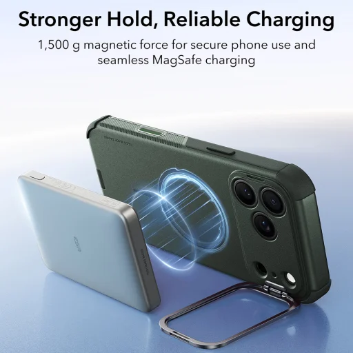 Apple iPhone 18 Pro / iPhone 17 Pro zelené puzdro ESR Cyber Armor Kickstand - 2