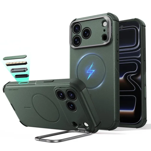 Apple iPhone 18 Pro / iPhone 17 Pro zelené puzdro ESR Cyber Armor Kickstand - 1