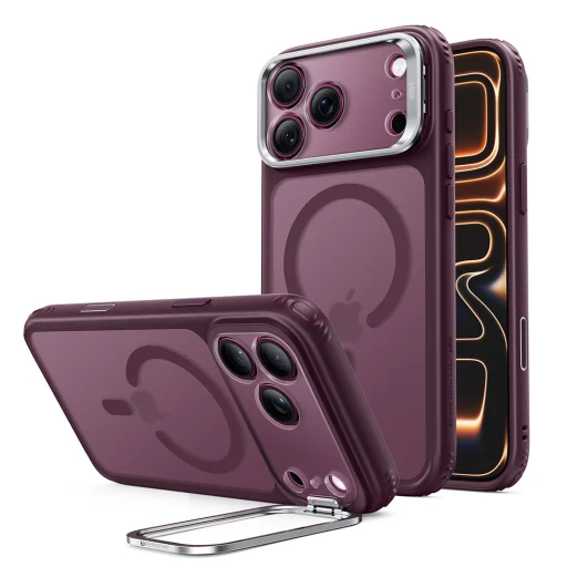 Apple iPhone 18 Pro Max / iPhone 17 Pro Max matt mélybordó ESR Classic Hybrid HaloLock Kickstand tok - 1