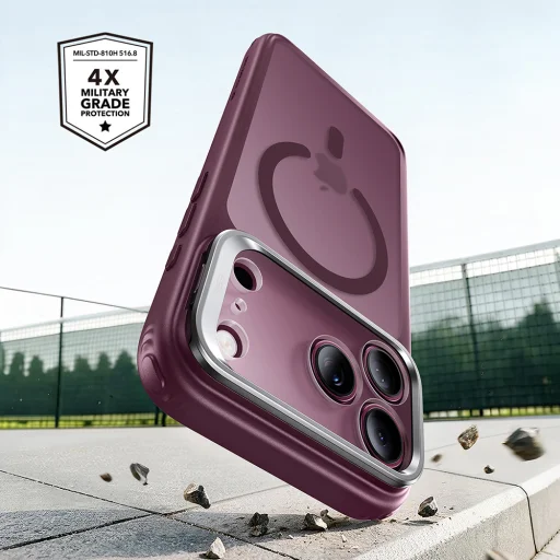 Apple iPhone 18 Pro Max / iPhone 17 Pro Max matt mélybordó ESR Classic Hybrid HaloLock Kickstand tok - 3
