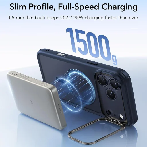 iPhone 18 Pro / iPhone 17 Pro Matne modré puzdro ESR Classic Hybrid HaloLock Stash Stand - 3