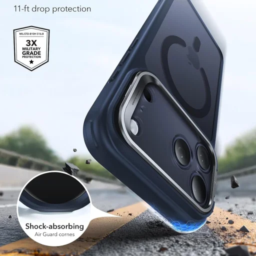 iPhone 18 Pro / iPhone 17 Pro Matne modré puzdro ESR Classic Hybrid HaloLock Stash Stand - 4