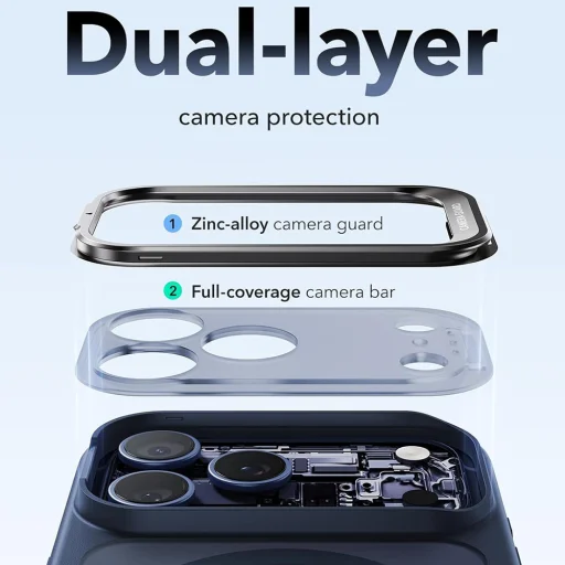 iPhone 18 Pro / iPhone 17 Pro Matne modré puzdro ESR Classic Hybrid HaloLock Stash Stand - 5