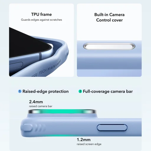 iPhone 18 Pro / iPhone 17 Pro matt világoskék ESR Classic Hybrid HaloLock Stash Stand tok - 6