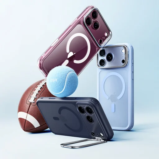 iPhone 18 Pro / iPhone 17 Pro matt világoskék ESR Classic Hybrid HaloLock Stash Stand tok - 2