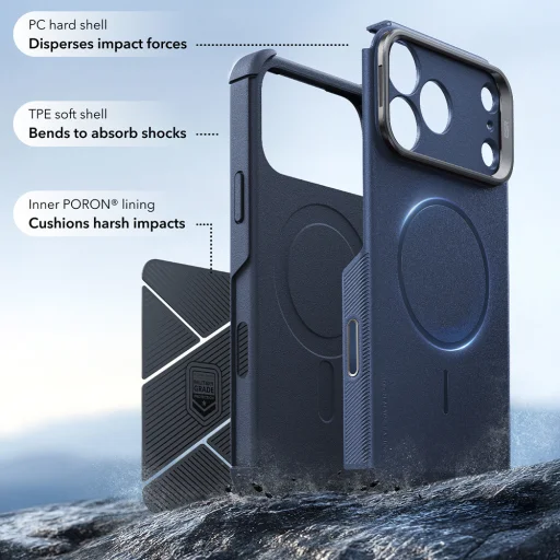 iPhone 18 Pro / iPhone 17 Pro kék ESR Cyber Armor kitámasztós tok - 4