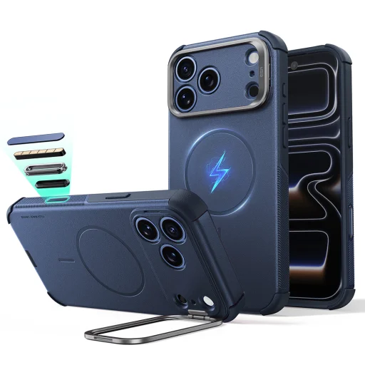 iPhone 18 Pro / iPhone 17 Pro kék ESR Cyber Armor kitámasztós tok - 1