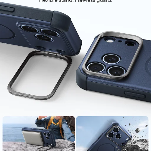 iPhone 18 Pro / iPhone 17 Pro kék ESR Cyber Armor kitámasztós tok - 3