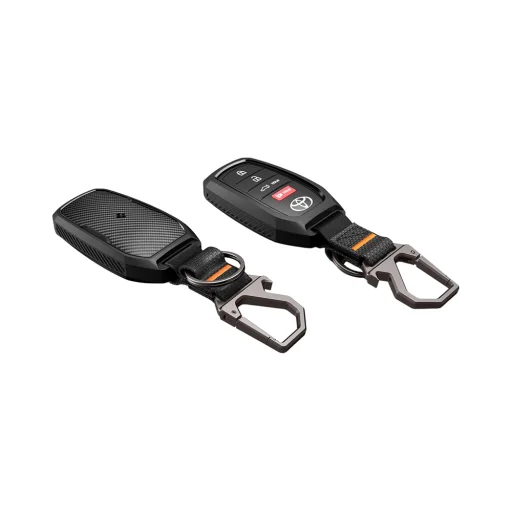 Spigen - puzdro na kľúč Toyota s karabínou TK100 (ACS11366) - s protišmykovým bočným vzorom, karbónovým efektom - čierne - 7