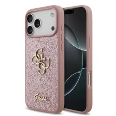 iPhone 18 Pro Max ružový Guess PU Fixed Glitter 4G Metal Logo kryt