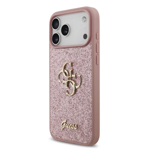 iPhone 18 Pro Max ružový Guess PU Fixed Glitter 4G Metal Logo kryt - 2