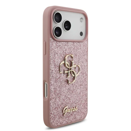 iPhone 18 Pro Max ružový Guess PU Fixed Glitter 4G Metal Logo kryt - 4