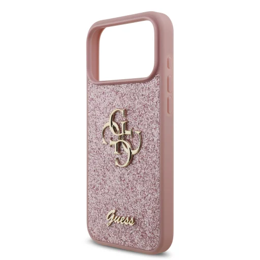 iPhone 18 Pro Max ružový Guess PU Fixed Glitter 4G Metal Logo kryt - 5