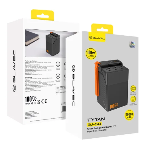 Blavec BJ-50 Tytan 50000 mAh 100 W powerbanka čierna - 8