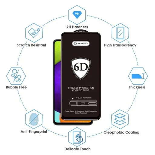  Samsung Galaxy S22/S23 fekete Tel Protect Full Glue 6D edzett üvegfólia ujjlenyomatos feloldással – 10 db - 5