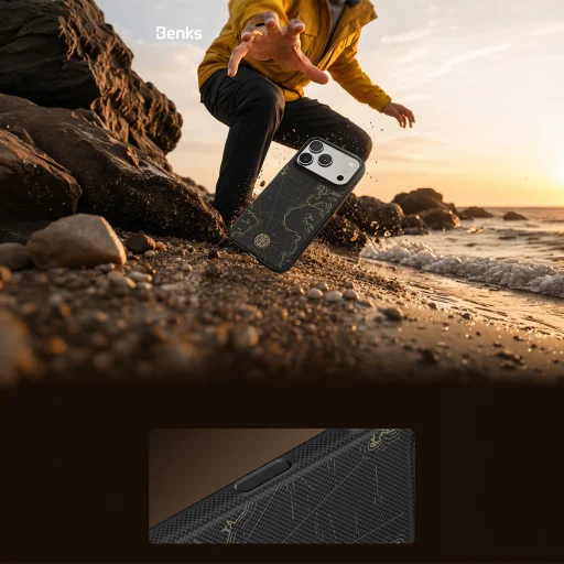  iPhone 18 Pro Max / iPhone 17 Pro Max fekete Benks ArmorEdge X1 Air Navigator fémkeretes tok - 9