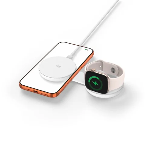 Tech-Protect A55 2 v 1 MagSafe Qi2.2 bezdrôtová nabíjačka 25 W, biela - 2