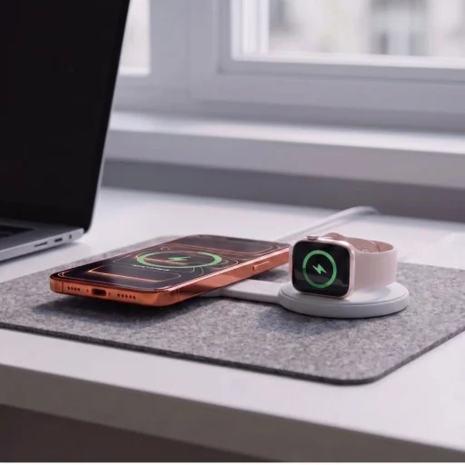 Tech-Protect A55 2 v 1 MagSafe Qi2.2 bezdrôtová nabíjačka 25 W, biela - 7