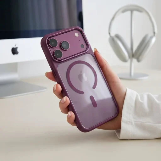 iPhone 17 Pro / 18 Pro Tmavá čerešňa/priehľadné Tech-Protect Magmat MagSafe CC puzdro - 8