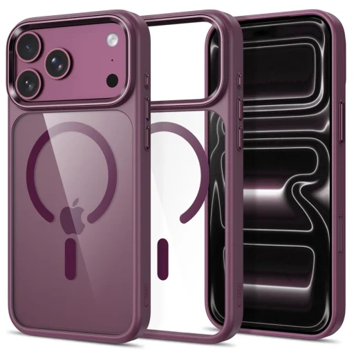 iPhone 17 Pro Max / 18 Pro Max sötét cseresznye/átlátszó Tech-Protect Magmat MagSafe CC tok - 1