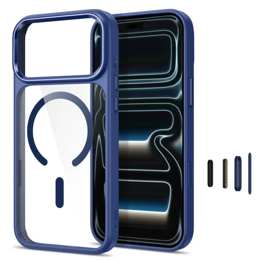 iPhone 17 Pro / 18 Pro tmavomodré/priehľadné Tech-Protect Magmat MagSafe puzdro s ovládaním kamery - 2