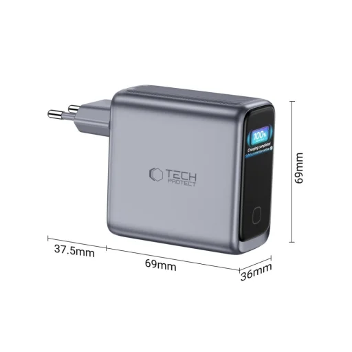 Tech-Protect PowerVision NC140W-GaN 140W 4-portová sieťová nabíjačka, tmavosivá (3×USB-C, 1x USB-A) - 4