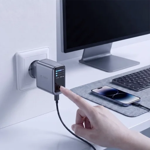 Tech-Protect PowerVision NC140W-GaN 140W 4-portová sieťová nabíjačka, tmavosivá (3×USB-C, 1x USB-A) - 7