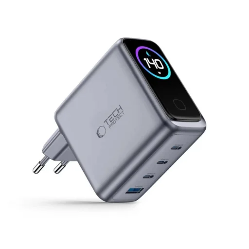 Tech-Protect PowerVision NC140W-GaN 140W 4-portová sieťová nabíjačka, tmavosivá (3×USB-C, 1x USB-A) - 2