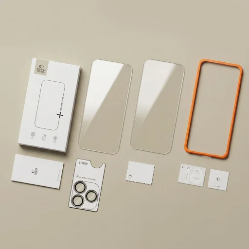 iPhone 18 Pro Max Priehľadné Tech-Protect Easy Set+ 3 ks tvrdené sklo na displej - 12