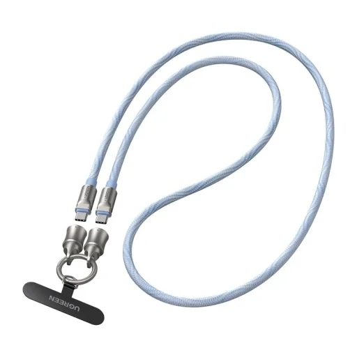 UGREEN L508 USB-C – USB-C kábel so šnúrkou na krk 1,2 m 60 W, modrý - 2