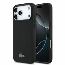  iPhone 18 Pro Max fekete Lacoste PVC Iconic Petit Pique fém logós MagSafe tok