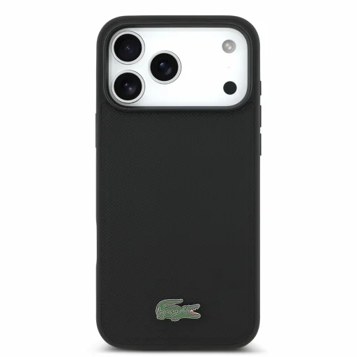  iPhone 18 Pro Max fekete Lacoste PVC Iconic Petit Pique fém logós MagSafe tok - 3
