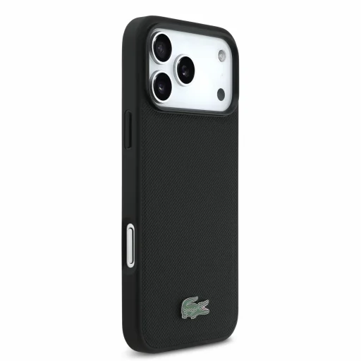  iPhone 18 Pro Max fekete Lacoste PVC Iconic Petit Pique fém logós MagSafe tok - 4