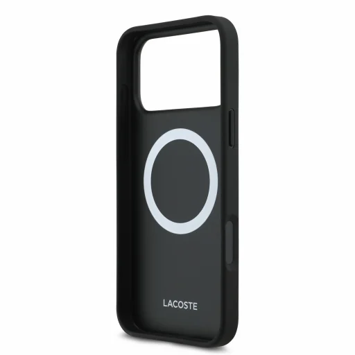 iPhone 18 Pro Max fekete Lacoste PVC Iconic Petit Pique fém logós MagSafe tok - 6