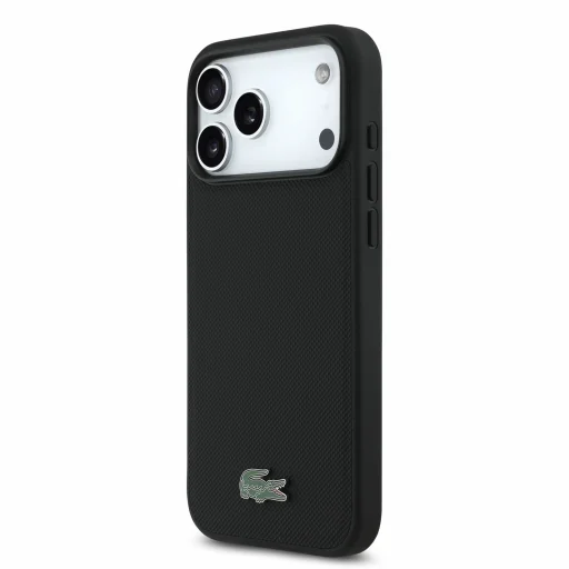 iPhone 18 Pro Max čierne Lacoste PVC Iconic Petit Pique puzdro s kovovým logom MagSafe - 2