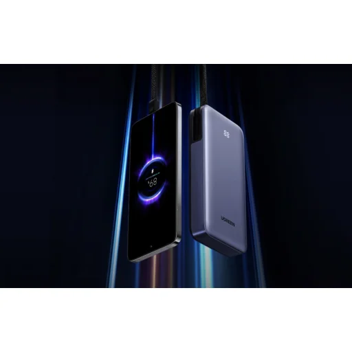UGREEN PB537 20000 mAh 55 W powerbanka so zabudovaným USB-C káblom, sivá - 2