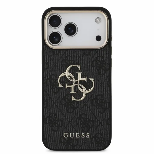 iPhone 18 Pro Max čierne puzdro Guess 4G s kovovým logom a remienkom - 4