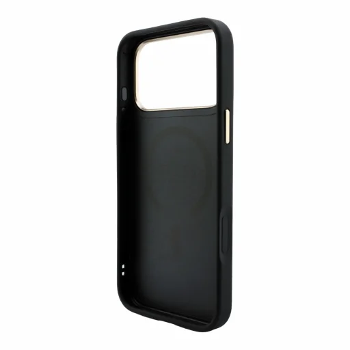 iPhone 18 Pro čierny Guess PU kožený 4G kryt so zlatým rámom, embosovaný MagSafe - 6