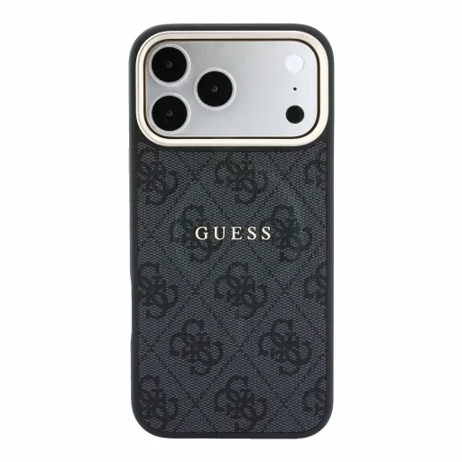 iPhone 18 Pro čierny Guess PU kožený 4G kryt so zlatým rámom, embosovaný MagSafe - 3