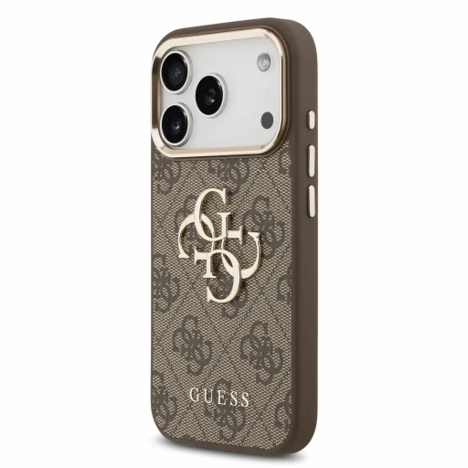 Hnedé puzdro Guess PU 4G s kovovým logom a remienkom pre iPhone 18 Pro - 3