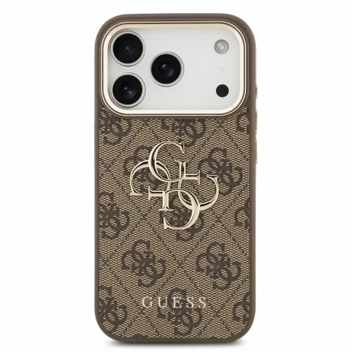 Hnedé puzdro Guess PU 4G s kovovým logom a remienkom pre iPhone 18 Pro - 4