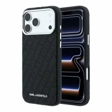 iPhone 18 Pro čierny Karl Lagerfeld PU s granitovým vzorom MagSafe zadný kryt